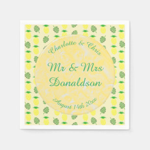 Servilleta De Papel Boda de verano tropical Piña y hojas de palmera