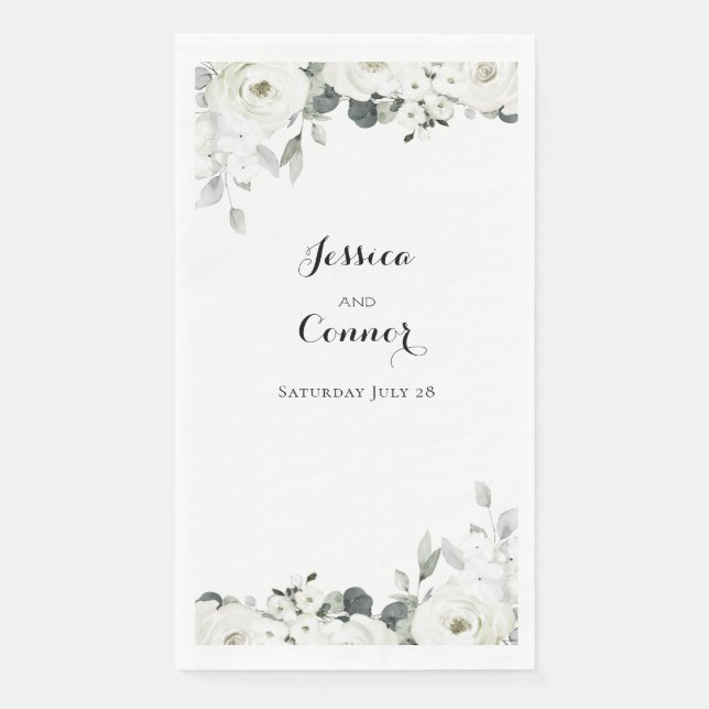 Servilleta De Papel Boda de verde de arcilla plateada de peones blanco (Anverso)