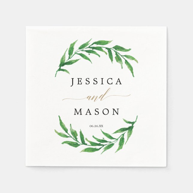 Servilleta De Papel Boda de verde Napkin Cocktail Napkin (Anverso)