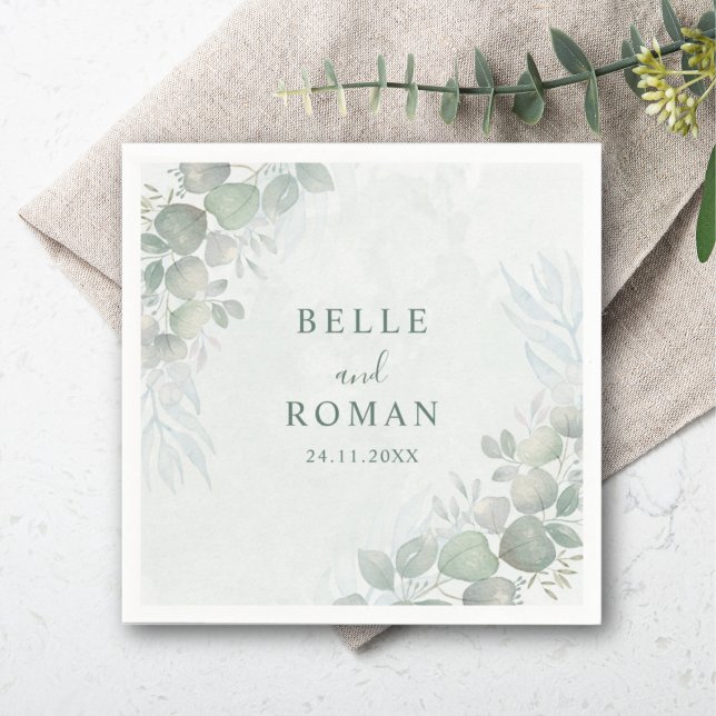 Servilleta De Papel Boda de verde salvia rústico con eucalipto (Subido por el creador)
