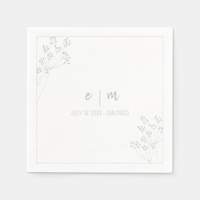 Servilleta De Papel Boda de Verdor (Anverso)