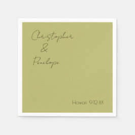 Servilleta De Papel Boda de Viaje Verde Oleícola de Caligrafía minimal