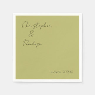 Servilleta De Papel Boda de Viaje Verde Oleícola de Caligrafía minimal