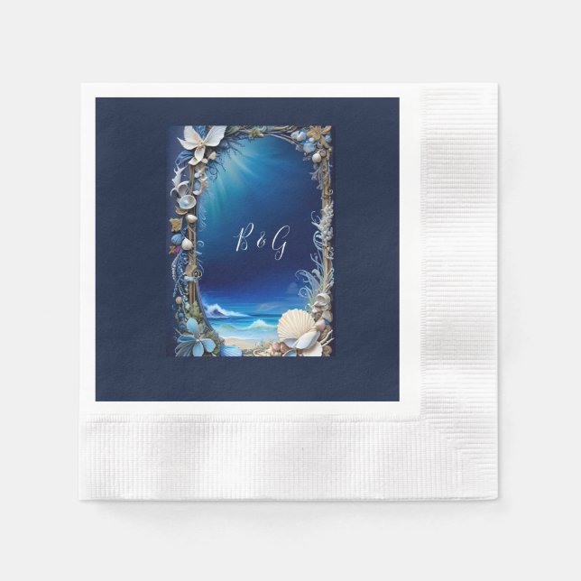 Servilleta De Papel boda de vibración de la costa azul (Anverso)