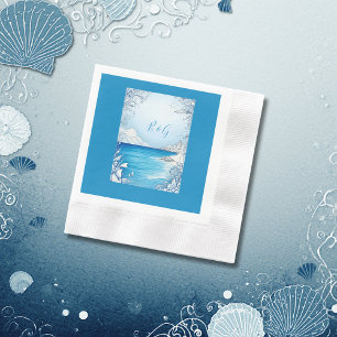 Servilleta De Papel boda de vibración de la costa azul