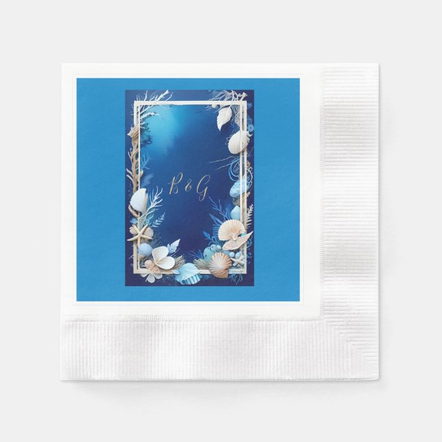 Servilleta De Papel boda de vibración de la costa azul (Anverso)