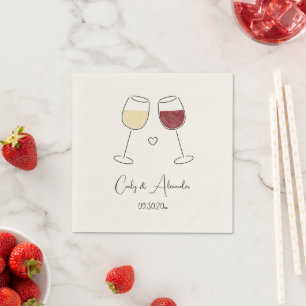 Servilleta De Papel Boda  de Vidrio Rojo Blanco