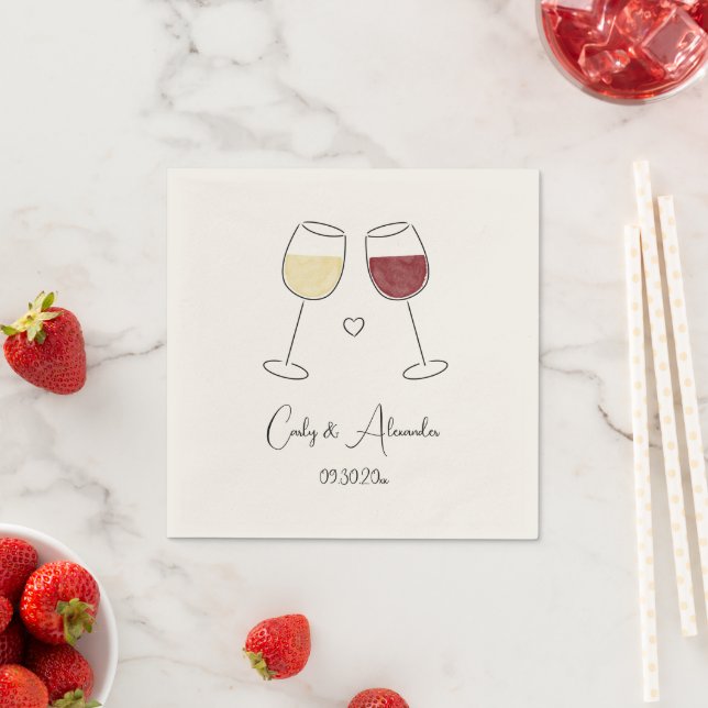Servilleta De Papel Boda  de Vidrio Rojo Blanco (In situ)