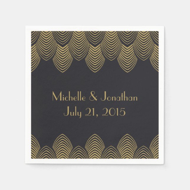 Servilleta De Papel Boda de vieira Art Deco Napkin Gray (Anverso)