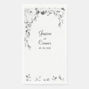 Servilleta De Papel Boda de Vino de Peonia Blanca y Negra
