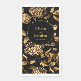 Servilleta De Papel Boda De Vino Floral Vintage De Color Negro Y Oro