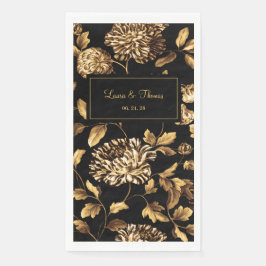 Servilleta De Papel Boda De Vino Floral Vintage De Color Negro Y Oro