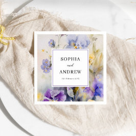 Servilleta De Papel Boda de violetas de color de agua ruso
