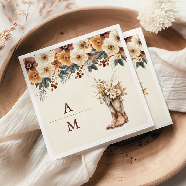 Servilleta De Papel Boda de Western Boots Floral Terracotta (Subido por el creador)