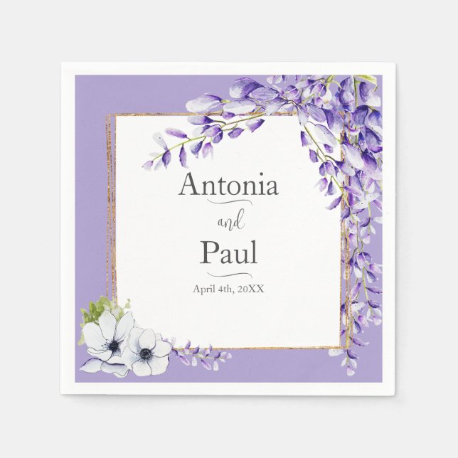 Servilleta De Papel Boda de Wisteria Blooms (Anverso)