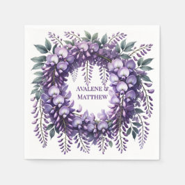 Servilleta De Papel Boda de Wreath de Wisteria Púrpura