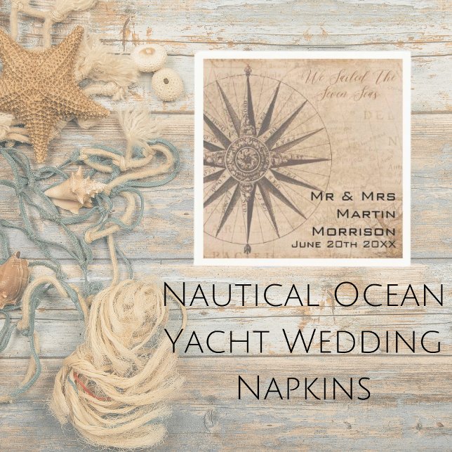 Servilleta De Papel Boda de yates náuticos (Nautical Ocean Yacht Wedding Napkins)