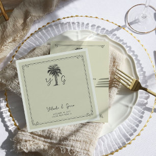 Servilleta De Papel Boda Deco con Monograma de Palma Vintage