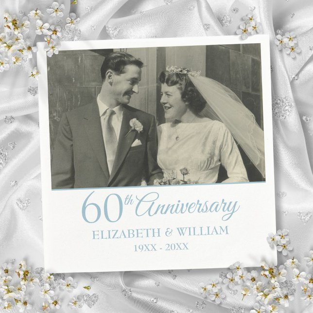 Servilleta De Papel boda del 60° Aniversario del Diamante (60th Diamond Anniversary Wedding Photo Napkins)