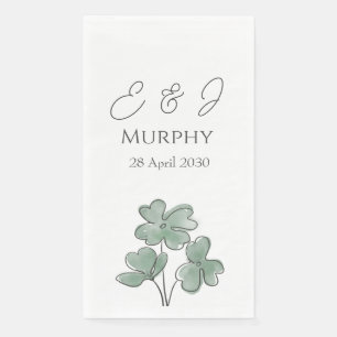 Servilleta De Papel Boda del amante de la hoja verde acuarela