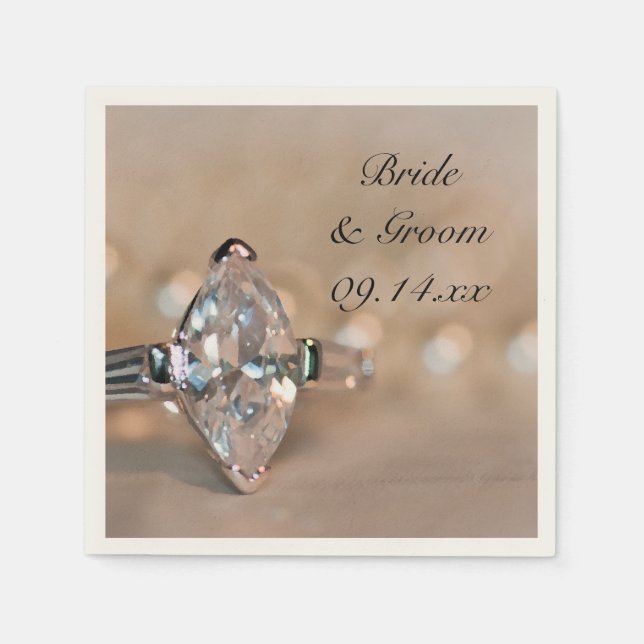 Servilleta De Papel Boda del anillo de compromiso de diamantes marques (Anverso)