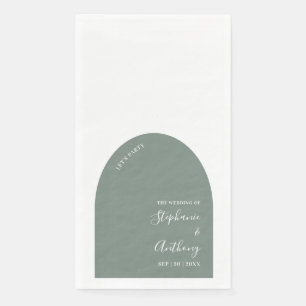 Servilleta De Papel Boda del arco blanco y verde sabio
