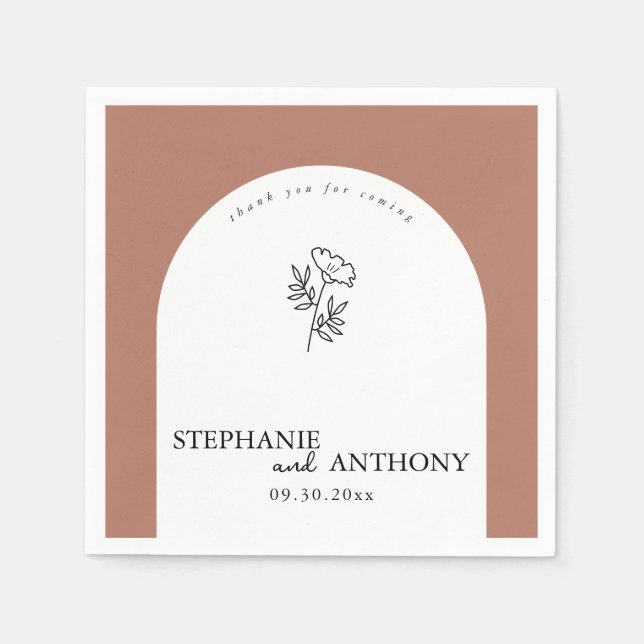 Servilleta De Papel Boda del Arco de Flor Silvestre de Terracota Botán (Anverso)