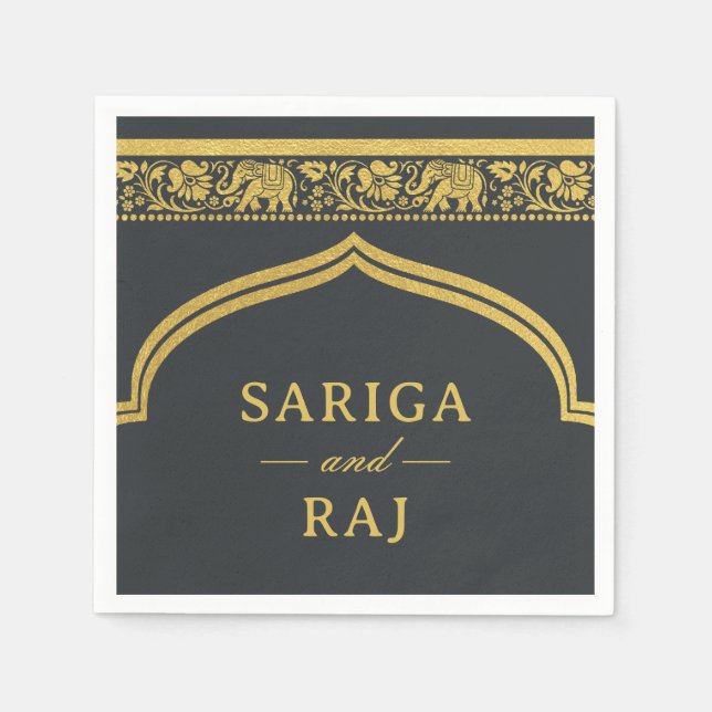 Servilleta De Papel Boda del arco de mundap de flores Gold Elephant &  (Anverso)