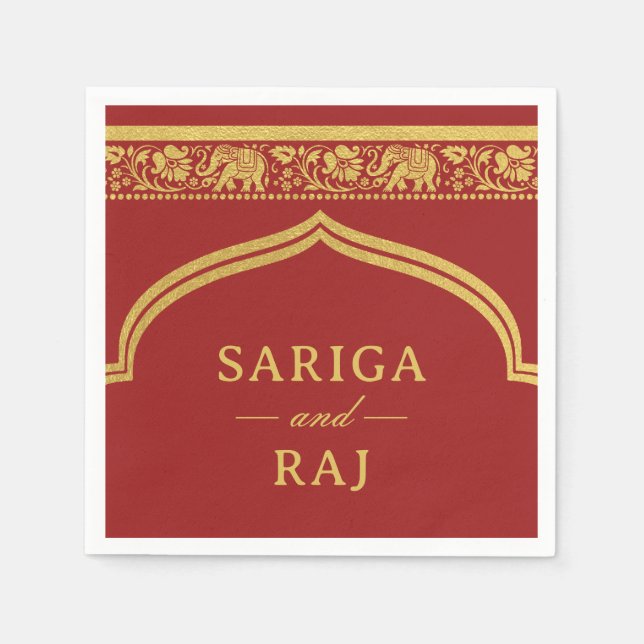 Servilleta De Papel Boda del arco de mundap de flores Gold Elephant &  (Anverso)
