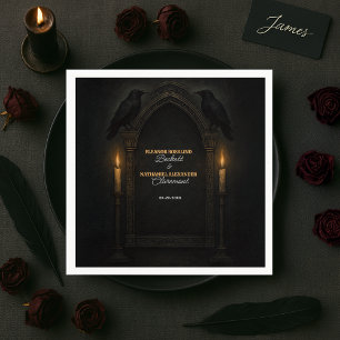 Servilleta De Papel Boda del Arco de Velas del Raven Gótico