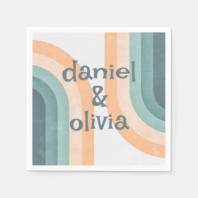 Servilleta De Papel boda del arcoiris de los años 70 (Anverso)