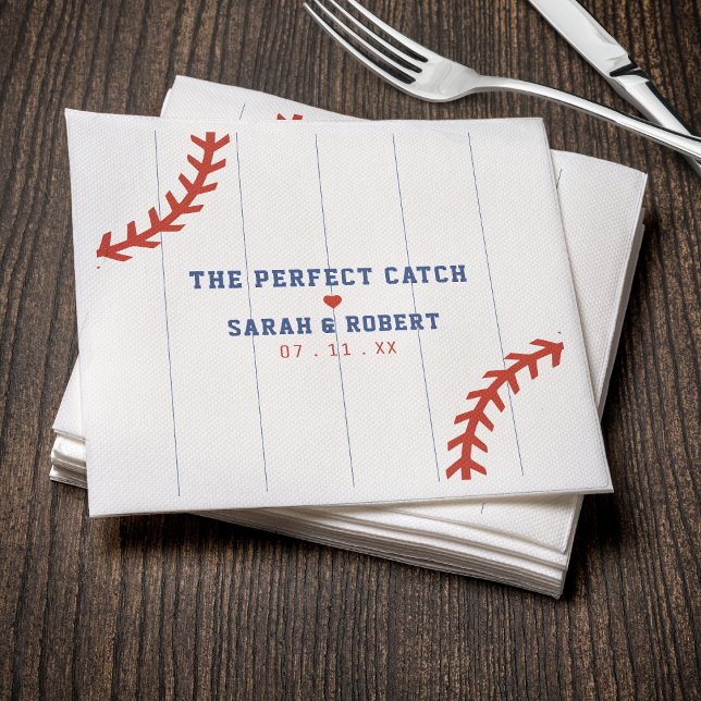 Servilleta De Papel Boda del Beisbol Softball Sport Heart Pinstripe (Baseball Softball Sport Heart Pinstripe Wedding Napkins
)