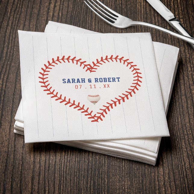 Servilleta De Papel Boda del Beisbol Softball Sport Heart Pinstripe (Baseball Softball Sport Heart Pinstripe Wedding Napkins
)