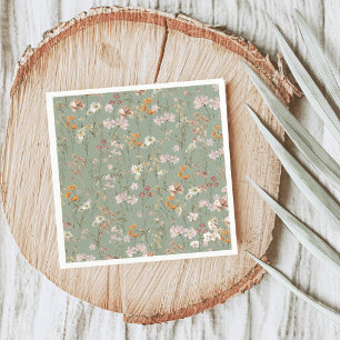 Servilleta De Papel Boda Del Boho De Flor Silvestre Verde Masaje En Bl
