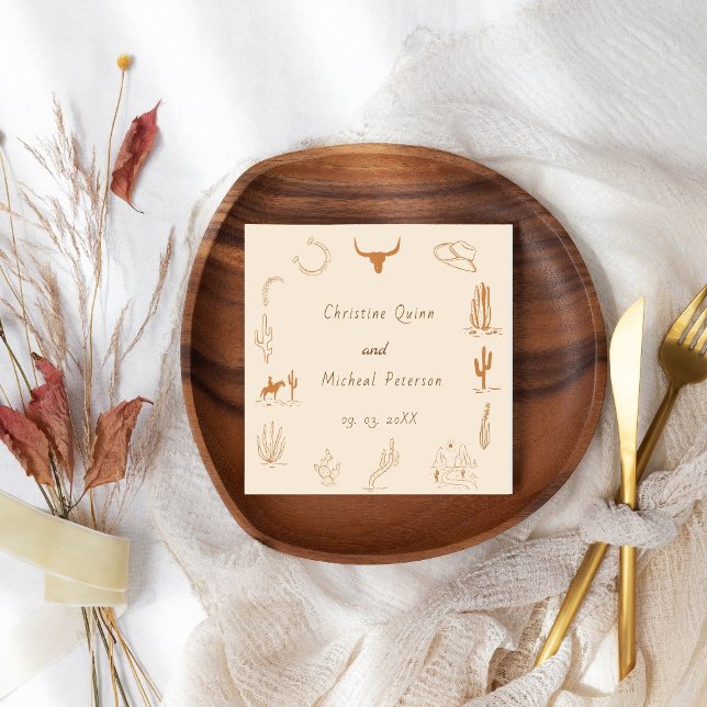 Servilleta De Papel Boda del Boho Western Cowboy Ilustracion (Subido por el creador)