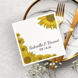 Servilleta De Papel Boda del borde del girasol amarillo