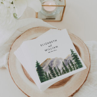 Servilleta De Papel Boda del bosque acuático de las montañas
