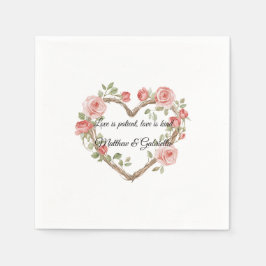 Servilleta De Papel Boda del corazón floral rosa rosa rosa rosado de l