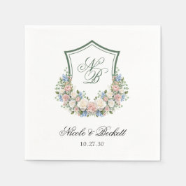 Servilleta De Papel Boda del Escudo Dusty Blue Floral