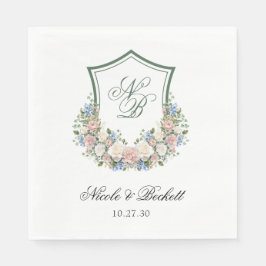 Servilleta De Papel Boda del Escudo Dusty Blue Floral