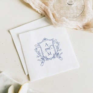 Servilleta De Papel Boda del Escudo Royal Blue Vintage Gracias