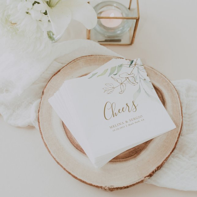 Servilleta De Papel Boda del Eucalipto Verde Oro Saluda a las serville (Subido por el creador)