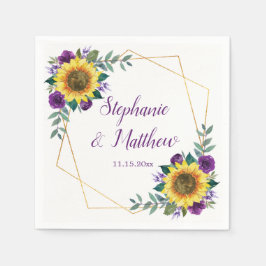 Servilleta De Papel Boda del girasol Purple Floral Elegante