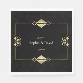 Servilleta De Papel Boda del Luxury Royal Gold Black Art Deco de los a
