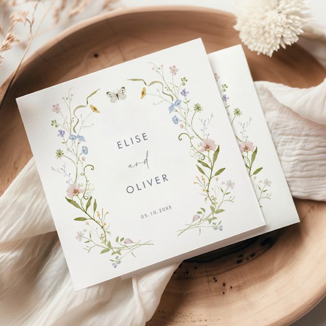 Servilleta De Papel Boda del marco de la flor silvestre Pastel (Subido por el creador)