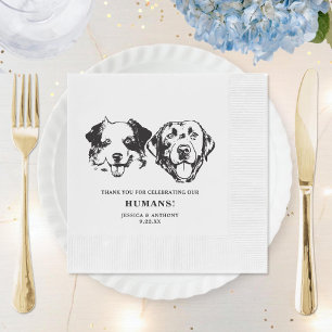 Servilleta De Papel Boda del Mascota de perro Minimalista blanco y neg
