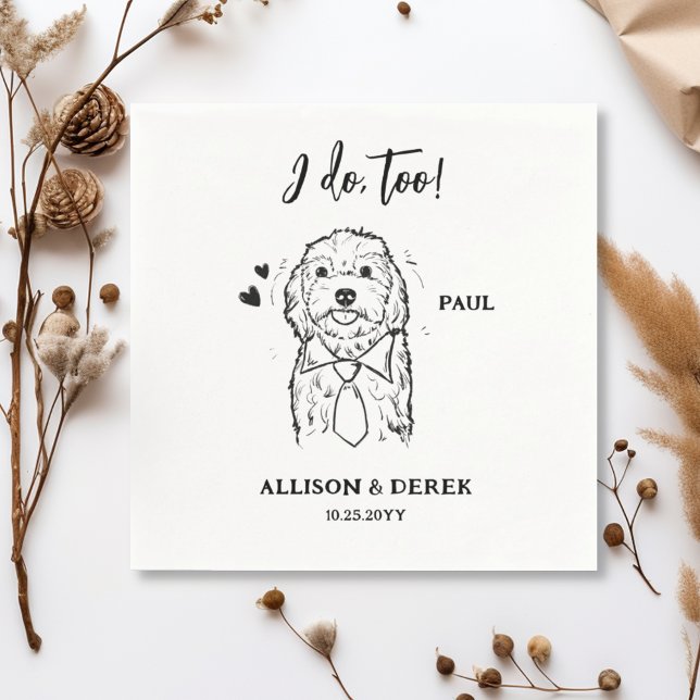 Servilleta De Papel Boda del Mascota de perro negro y blanco Minimalis (Subido por el creador)