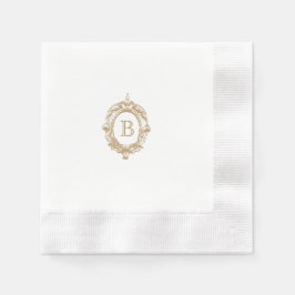 Servilleta De Papel Boda del Monograma de Oro Antiguo Escudo