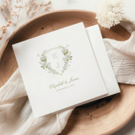 Servilleta De Papel Boda del Monograma Verde Romántico Floral