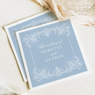 Servilleta De Papel Boda del Ornato Azul Dusty